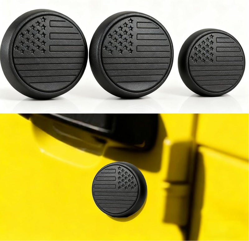 P Polerden Keyhole Covers Compatible with 2018-2025 Jeep Wrangler JL and Gladiator JT, 2 Front & 1 Tailgate, Strong Magnet Keyhole Decor Accessories for Door Lock Protection(Flag) - Image 1